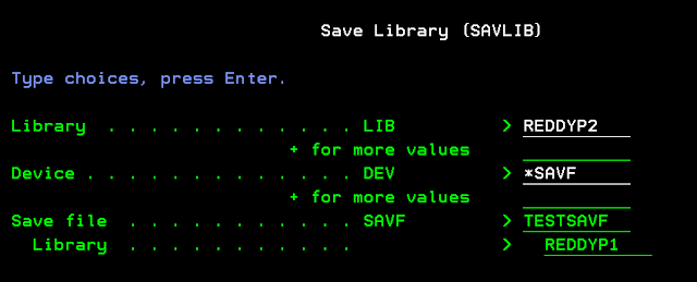 Save library (SAVLIB) into save file