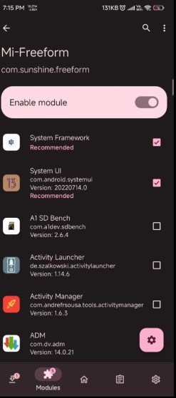 تدريب النافذة العائمة في Xiaomi