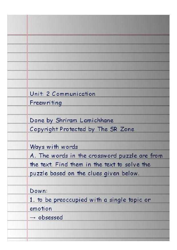 communication freewriting class 11 PDF