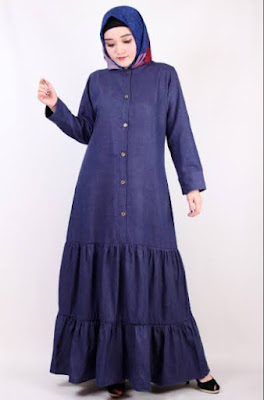 Model gamis muslim jeans terbaru