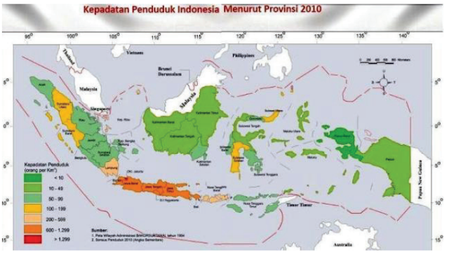 Peta Kepadatan Penduduk Indonesia Tahun 2010