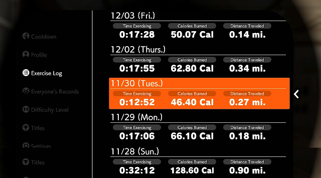 Ring Fit Adventure Fitness Master Exercise Log Week World 54 Lv. 309