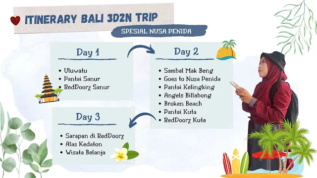 itinerary trip bali 3d2n