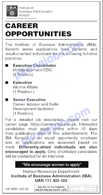 Institute of Business Administration Karachi Jobs