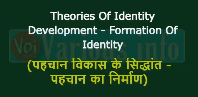 Theories Of Identity Development - Formation Of Identity (पहचान विकास के सिद्धांत - पहचान का निर्माण)