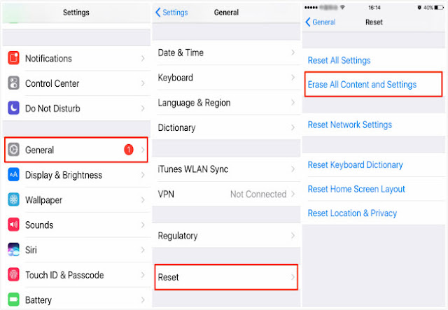 Erase All Content and Settings.