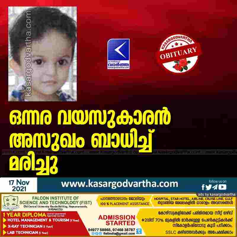 Kasaragod, Kerala, News, Melparanmb, Obituary, Top-Headlines, One and half year old died of illness.