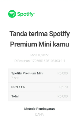 Cara Beli Spotify Premium Mini Seminggu Rp 800