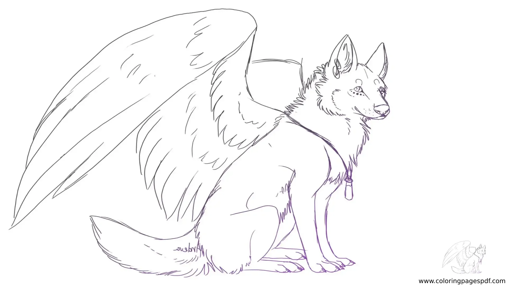 Coloring Pages Of A Wolf With Wings