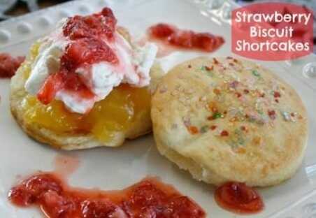 Strawberry Biscuit Shortcake Smeared With Lemon Curd