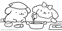 Pompompurin and Macaroon cooking