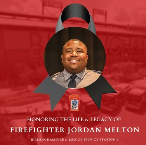 Firefighter Jordan Melton dies 5 days after on-duty shooting at Birmingham AL. fire station