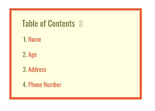 Table of contents kya hai