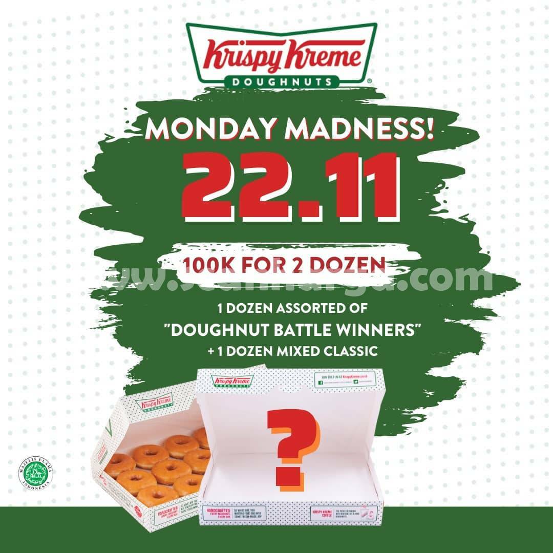 Promo KRISPY KREME MONDAY MADNESS 22.11 – BELI 2 LUSIN DONAT cuma 100ribu*