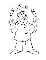 Clown juggling coloring page for kids