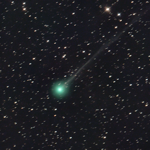 Comet Nishimura poses a green halo around the nucleus