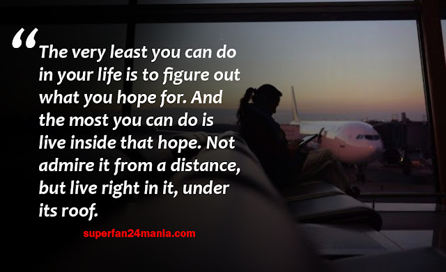 The very least you can do in your life is to figure out what you hope for. And the most you can do is live inside that hope. Not admire it from a distance, but live right in it, under its roof.