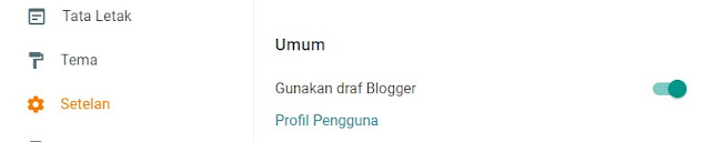 Menu pengaturan blogger