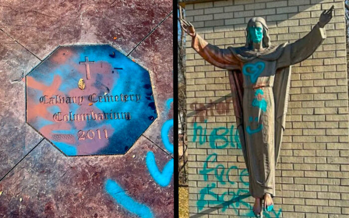 Vandals Desecrate Cemetery With Satanic Graffiti on Halloween in Bp. Barron’s Diocese