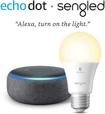 Echo Dot (3rd Gen) | Charcoal with Sengled Bluetooth bulb | Alexa smart home starter kit