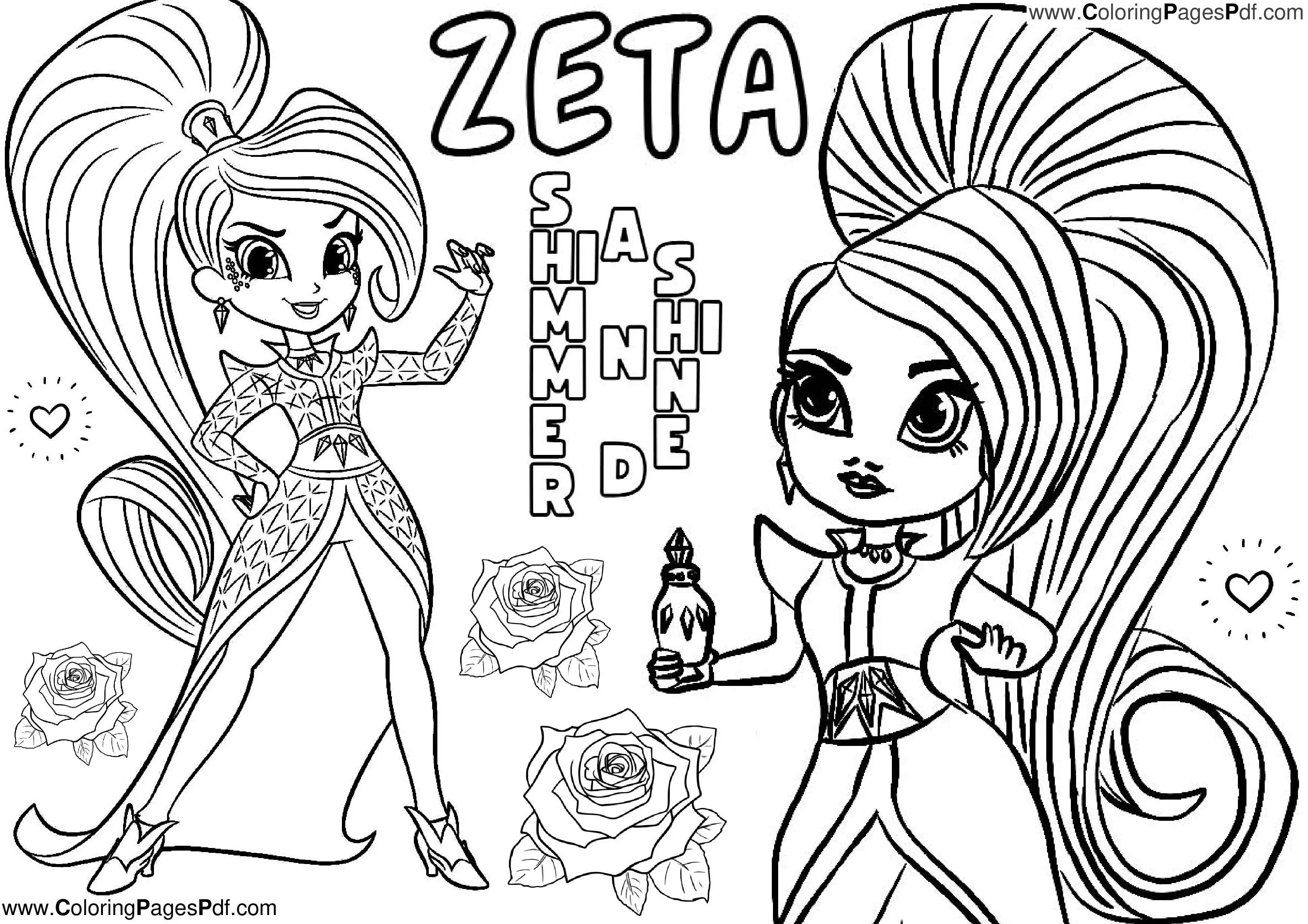 Zeta shimmer and shine coloring pages
