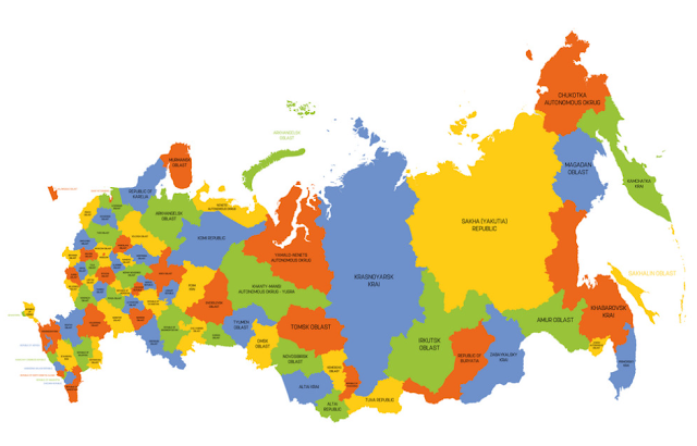 Peta pembagian wilayah di Rusia