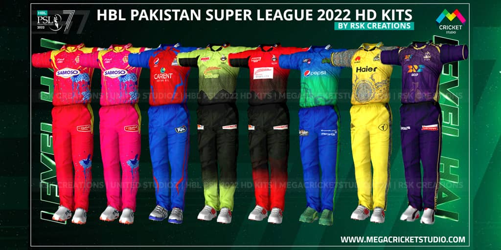 HBL PSL 2022 HD Kits for EA Sports Cricket 07