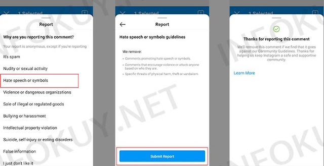 cara melaporkan komentar tidak pantas di instagram