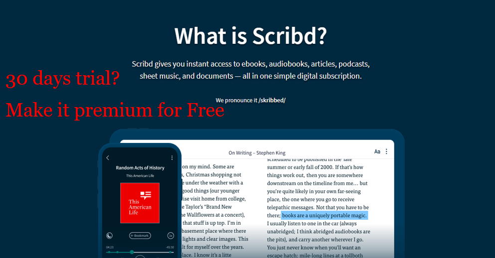 Scribd, Free Premium Tricks 2022