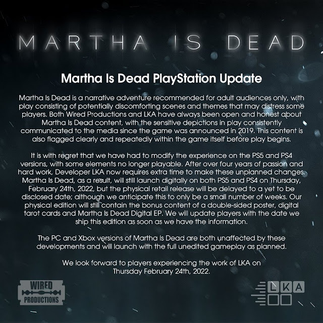 سوني تجبر مطور لعبة الرعب Martha is Dead على حذف جزء من محتواها..!