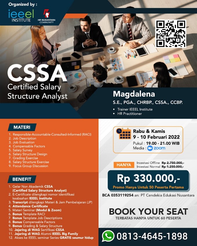 WA.0813-4645-1898 | Certified Salary Structure Analyst (CSSA) 9 Februari 2022