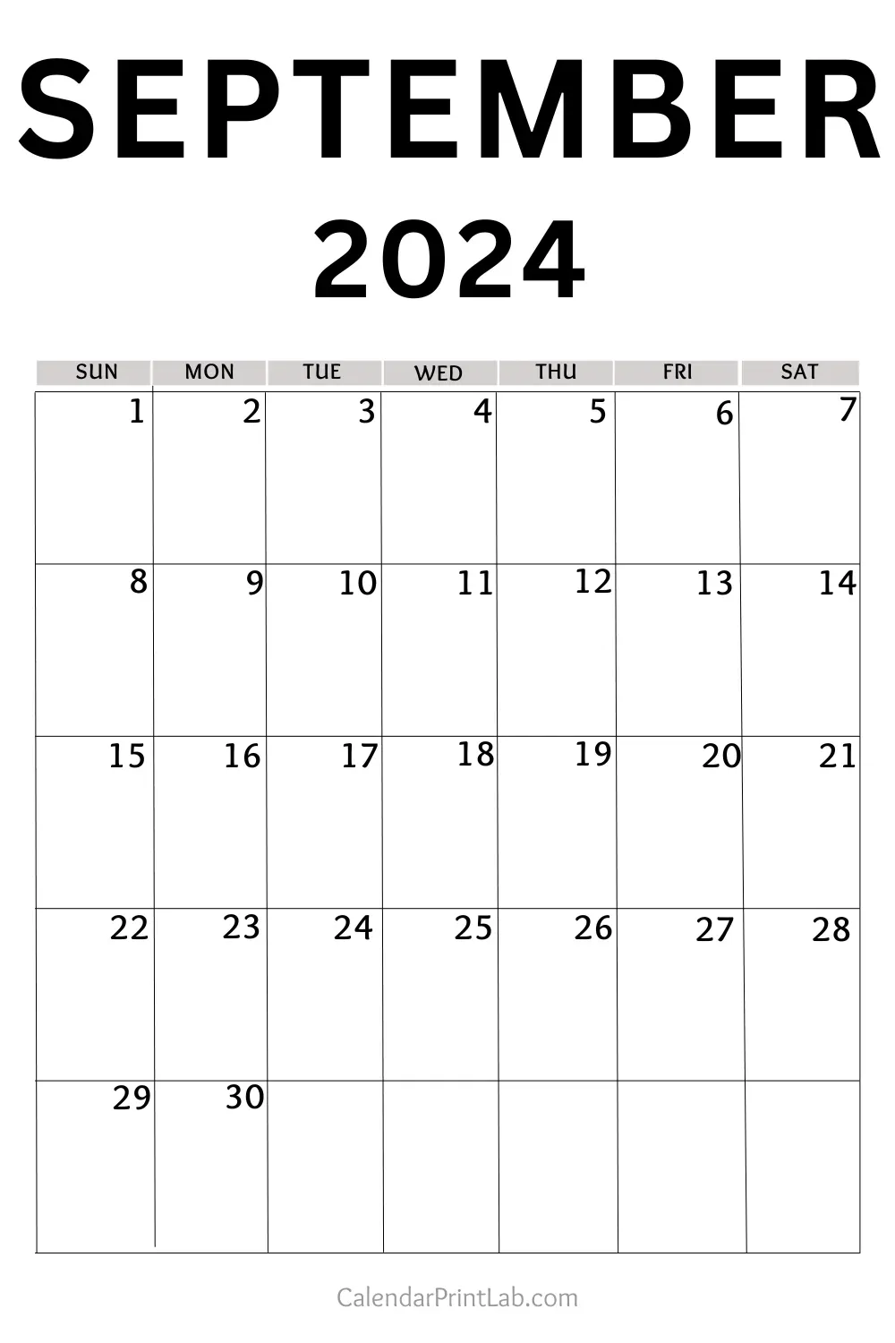 September 2024 Vertical Calendar Printable