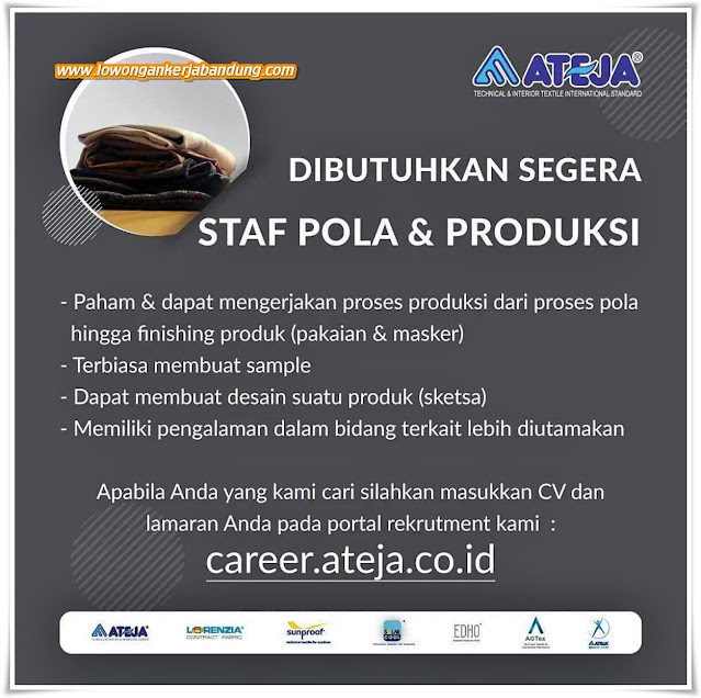 Loker Bandung Staf Pola & Produksi Ateja