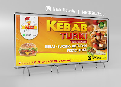 Contoh Desain Spanduk Kebab Turki, Roti John - Percetakan Tanjungbalai