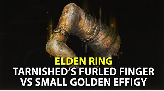 Elden Ring: el dedo enrollado de Tarnished contra la pequeña efigie dorada