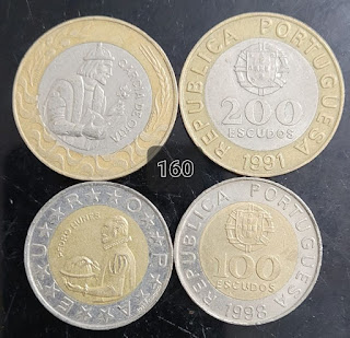 Portugal Bimetallic Coins - 100 Escudos and 200 Escudos @ 160