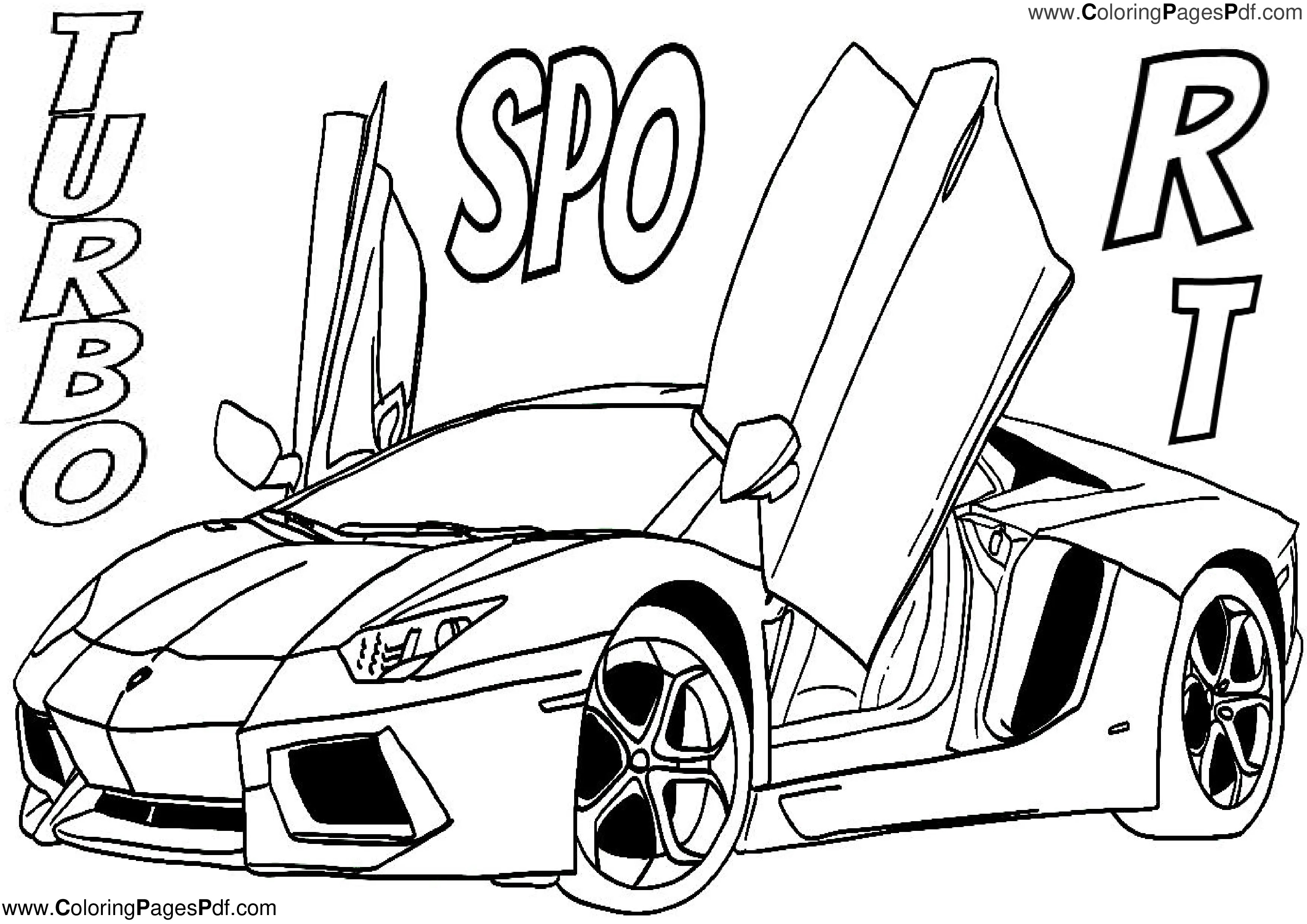Sports car coloring pages