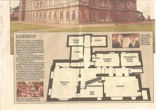Downton Abbey Basement Floor Plan. Highclere Castle, Hamptonshire