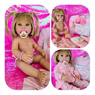 Boneca Bebê Reborn Real Loira Fofa Itens Bolsa Maternidade - USA Magazine