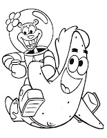 Patrick Star and Sandy Cheeks coloring pages