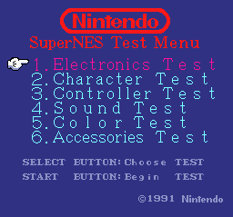 SNES Test Program Super Nintendo teste