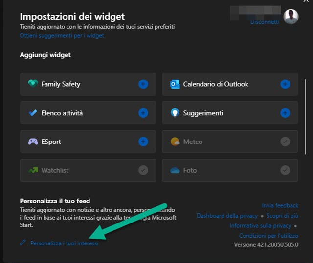 aggiungere widget a Windows 11