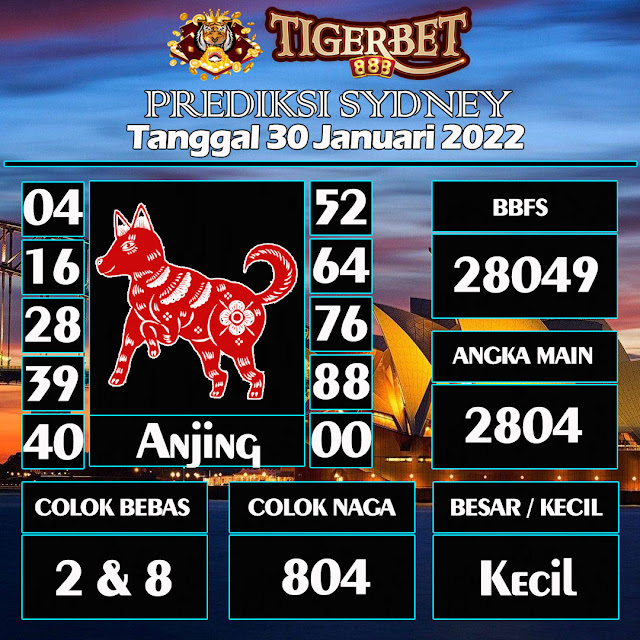 Prediksi Togel Sydney Tanggal 30 Januari 2022 Tigerbet888