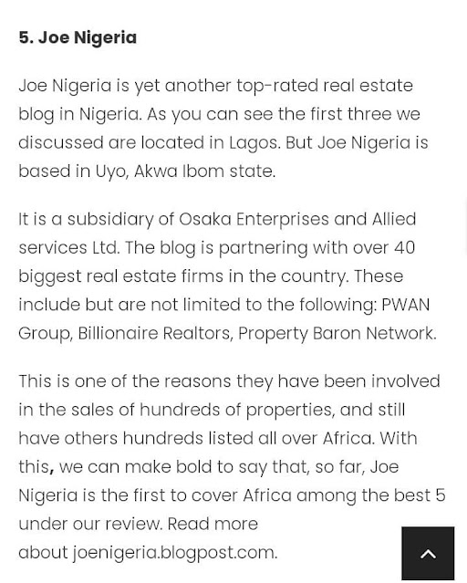 Rating, reviews and testimonials about Joe Nigeria Real Estate Agency in Uyo