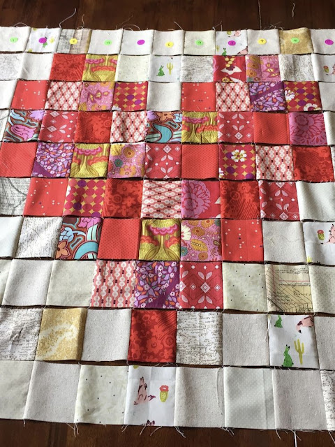 Whole Quilt Chain Piecing - Pixel Heart Mini Quilt