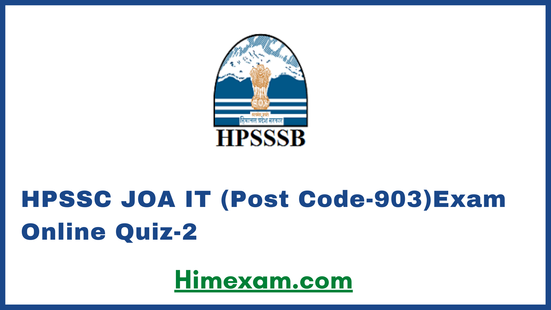 HPSSC JOA IT (Post Code-903)Exam Online Quiz-2