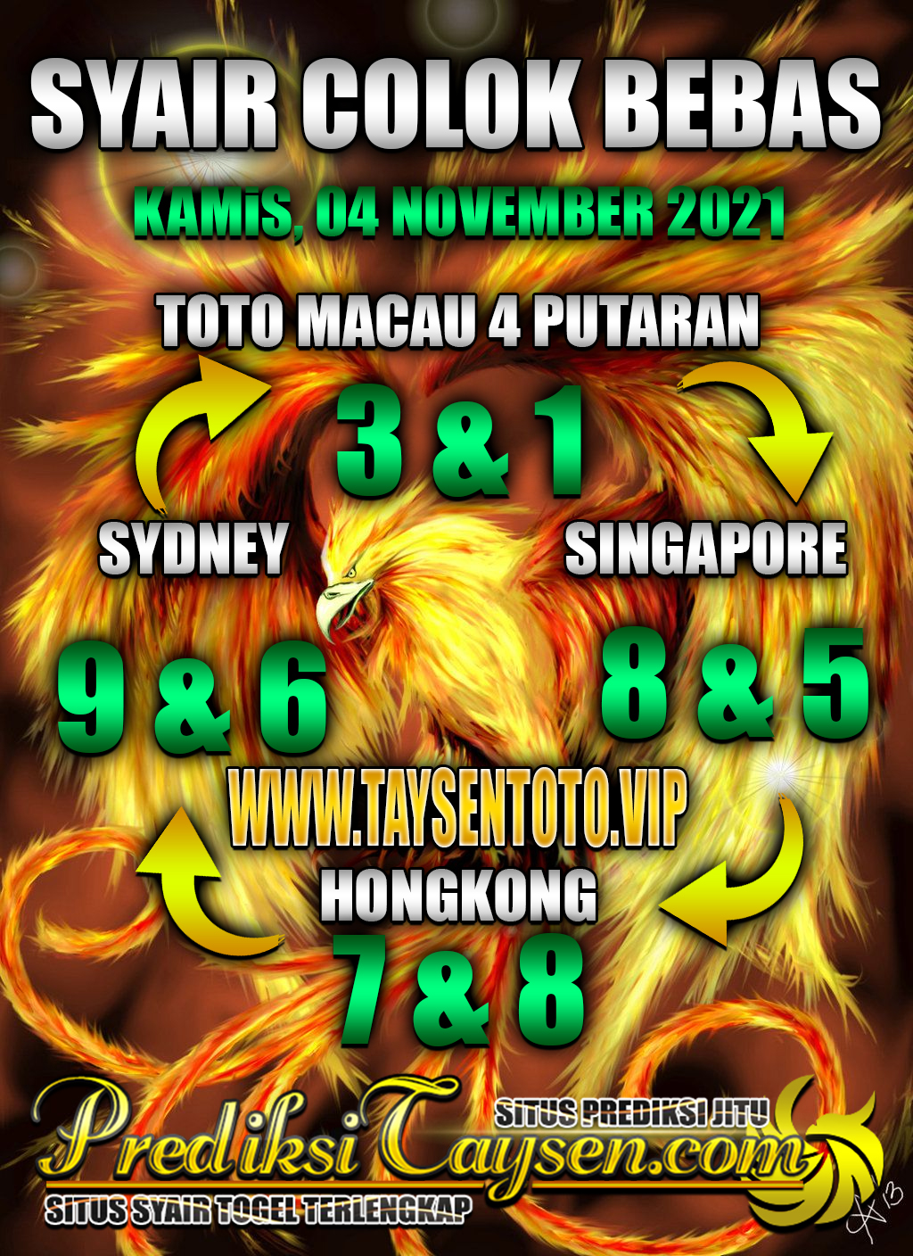 Prediksi Taysen Toto Macau Kamis 04 Oktober 2021