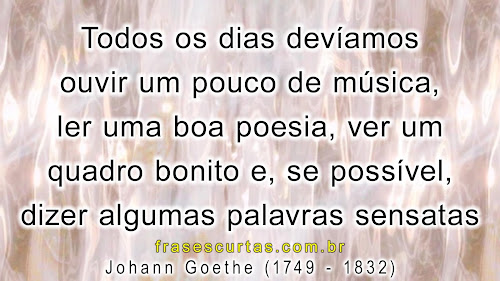 Todos os dias devíamos ouvir um pouco de música, ler uma boa poesia, ver um quadro bonito e, se possível, dizer algumas palavras sensatas