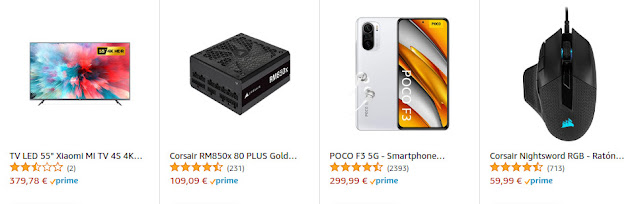 Ofertas Amazon en un portátil, dos TVs, tres móviles, dos auriculares, un ratón, un SSD y una fuente