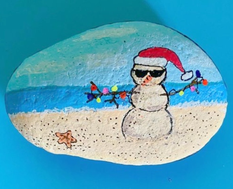 Painted Christmas Beach Rock